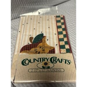 Country Crafts 17x17 Cotton Napkins 2 packs‎ of 2 NEW Apples Plaid